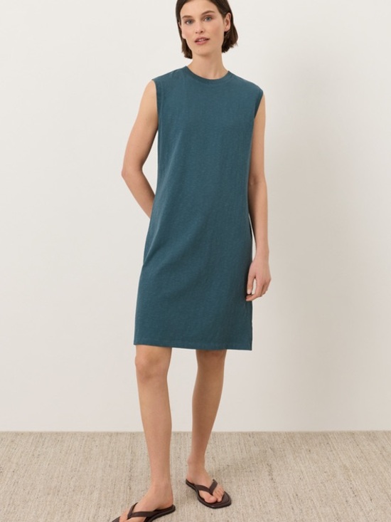 Pact Organic Dresses & Skirts - Pact Organic Soft-Slub Essential Muscle Tee Dress Color Deep Aqua Size Small